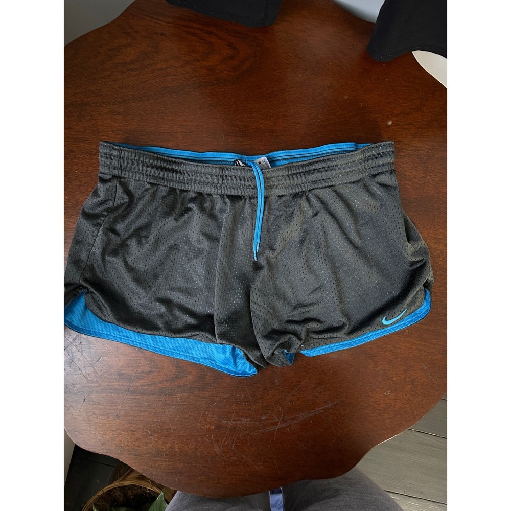 Nike Dri-FIT Mesh Running Shorts black Blue 359635-062 Womens Medium